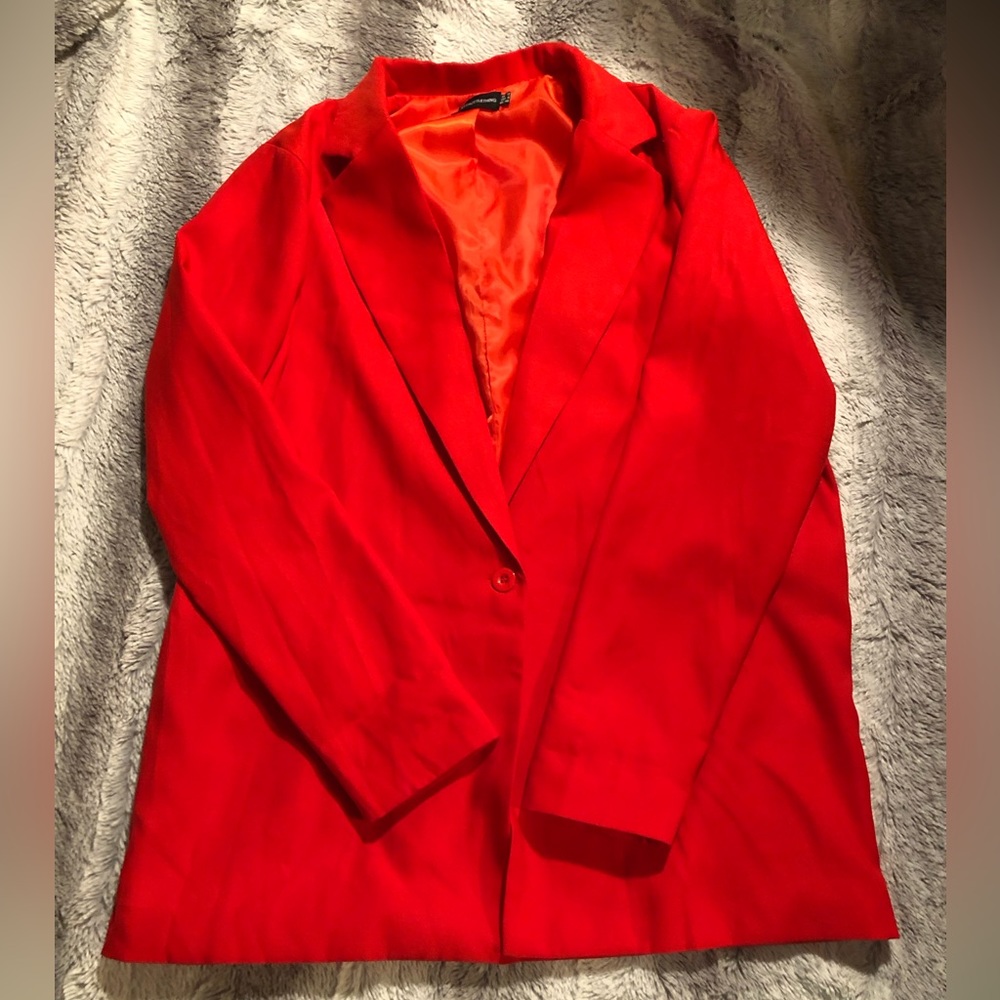 PRETTYLITTLETHING red longline oversized blazer - Picture 3 of 13